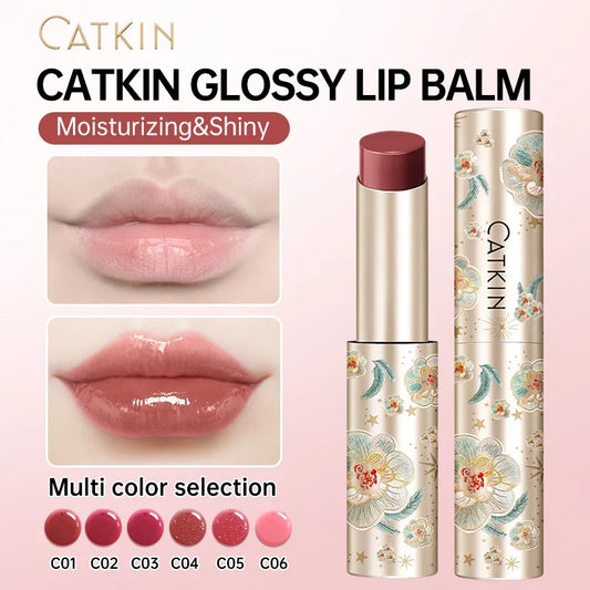Blushimmer Catkin Glossy Lip Balm in vibrant shades, hydrating and moisturizing lips with a glossy finish.
