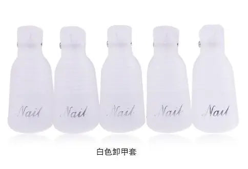 Set of 10 reusable gel nail polish remover cap clips by Blushimmer for finger and toe nail gel removal and soak-off nail art.