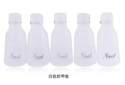 Set of 10 reusable gel nail polish remover cap clips by Blushimmer for finger and toe nail gel removal and soak-off nail art.