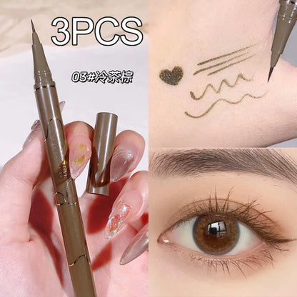 Blushimmer waterproof brown liquid eyeliner pen with a slim tip, designed for smudge-proof, long-lasting eye makeup application.