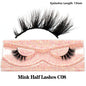 Blushimmer 3D Mink Fluffy Half False Eyelashes with clear band, lightweight natural-looking short strip lashes for eye enhancement