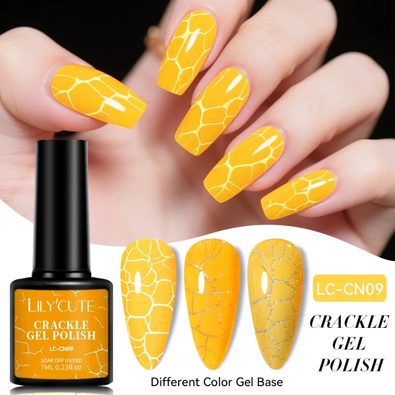 LILYCUTE 7ml neon crackle gel nail polish by Blushimmer, fluorescent UV gel for quick-drying, semi-permanent nail art manicure.