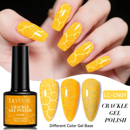 LILYCUTE 7ml neon crackle gel nail polish by Blushimmer, fluorescent UV gel for quick-drying, semi-permanent nail art manicure.
