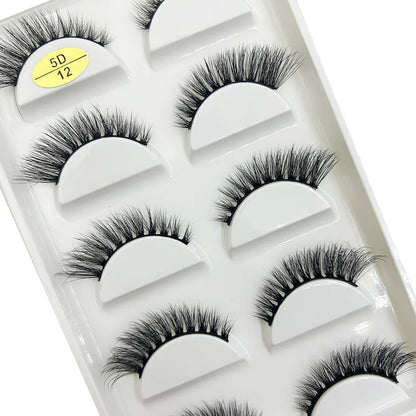 Set of five pairs of Blushimmer 3D Mink false eyelashes with natural, fluffy lash design for makeup and beauty enhancement.