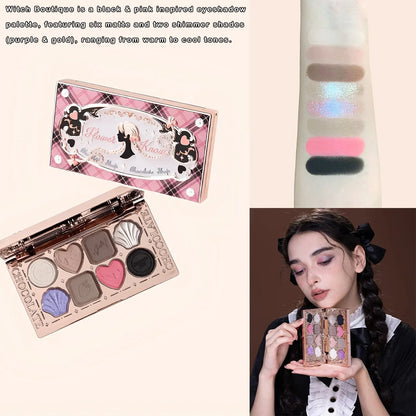 Blushimmer Flower Knows Chocolate Wonder-Shop 8-color eyeshadow palette with warm, earthy shades and floral packaging.