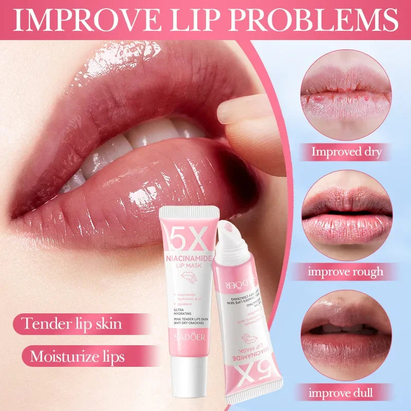 Blushimmer 5X Niacinamide Plumping Lip Mask in 10g jar, showing the pink, hydrating lip mask for dry, chapped lips.