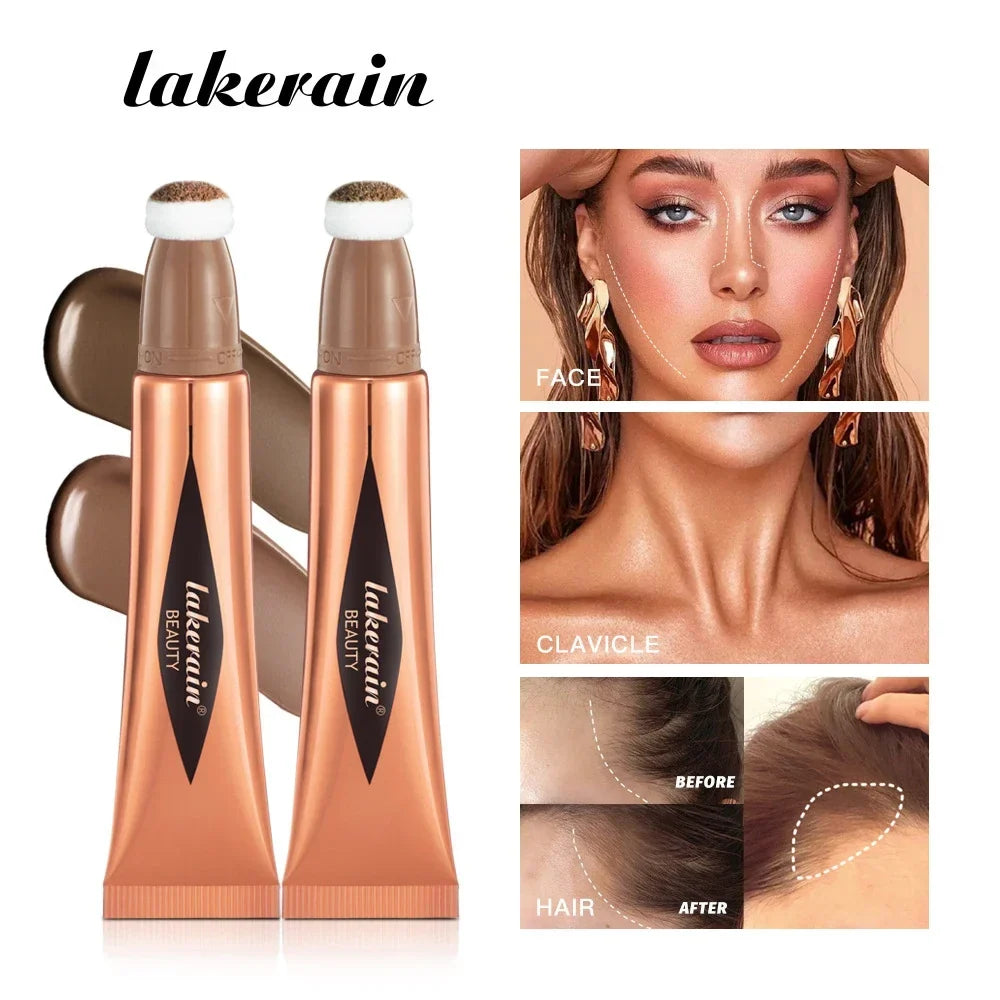 Blushimmer multifunctional makeup pen with liquid blush, bronzer, highlighter, and sponge tip for contouring and highlighting.