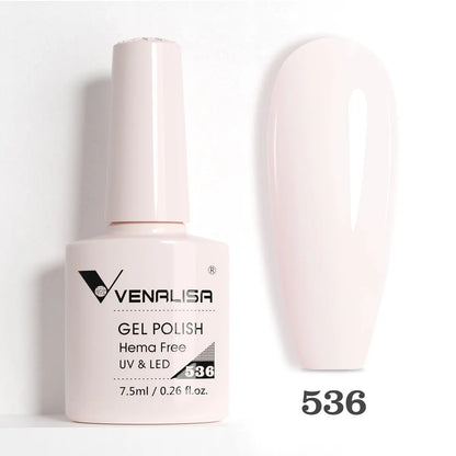 Blushimmer Venalisa HEMA TPO free glitter gel nail polish in pink nude for UV and LED French manicures with full coverage.