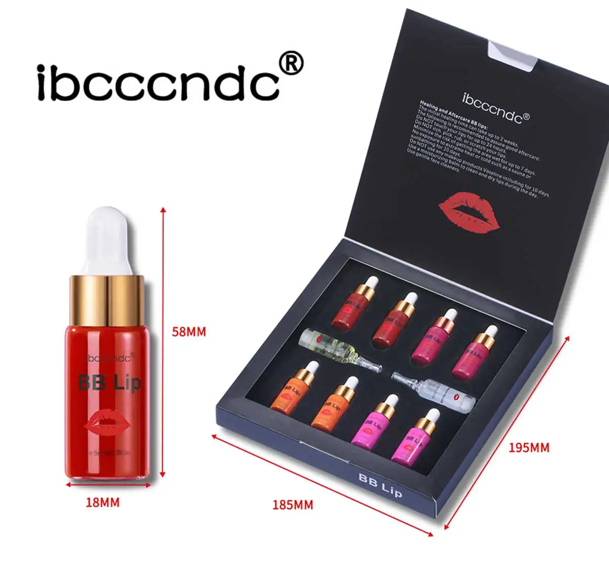 Blushimmer BB Lips Ampoule Serum Starter Set with semi-permanent lip tint kit, showing the serum bottles and lip tint products in the image.