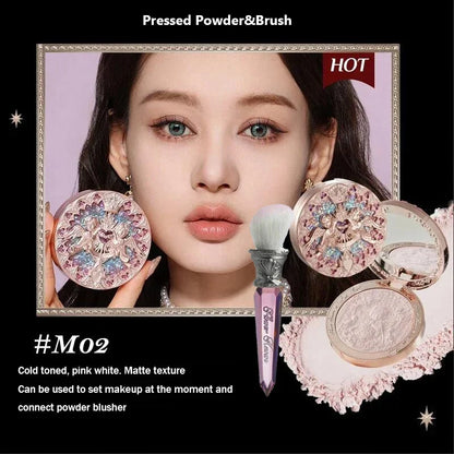 Blushimmer The Flower Knows Little Angel Collection face powder palette with highlighter, contour, and illuminating shades in 8g compact