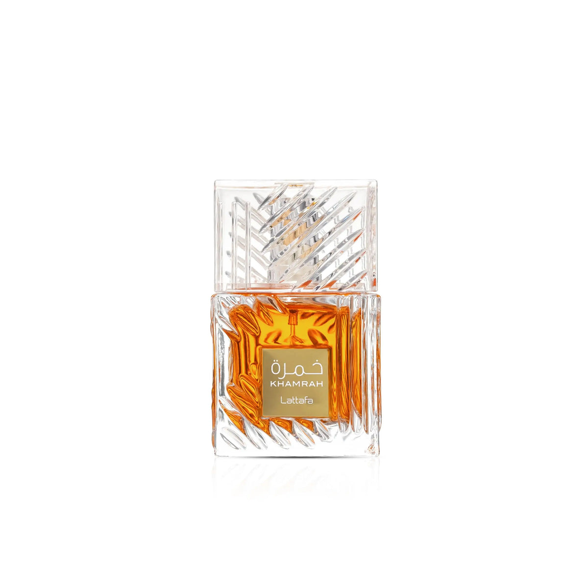 Blushimmer Lattafa Khamrah Vanilla Eau de Parfum bottle with warm spicy amber and cinnamon scent, 100ml long-lasting fragrance for unisex.