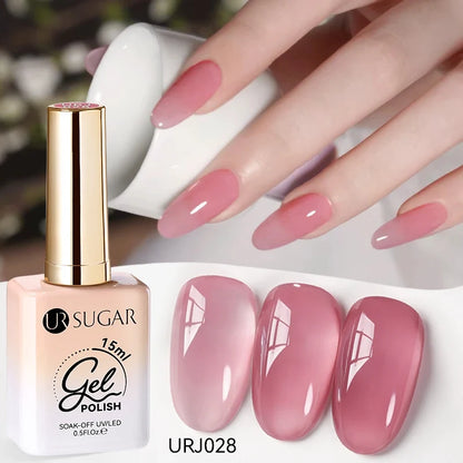 Blushimmer UR SUGAR 15ml translucent white gel polish for nails, semi-permanent UV gel varnish, soak-off nail art product
