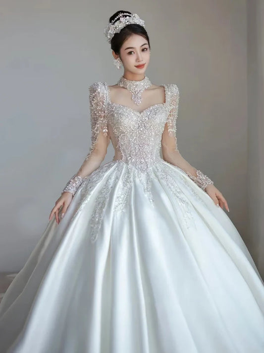 Luxurious French Satin Wedding Dress EDW105