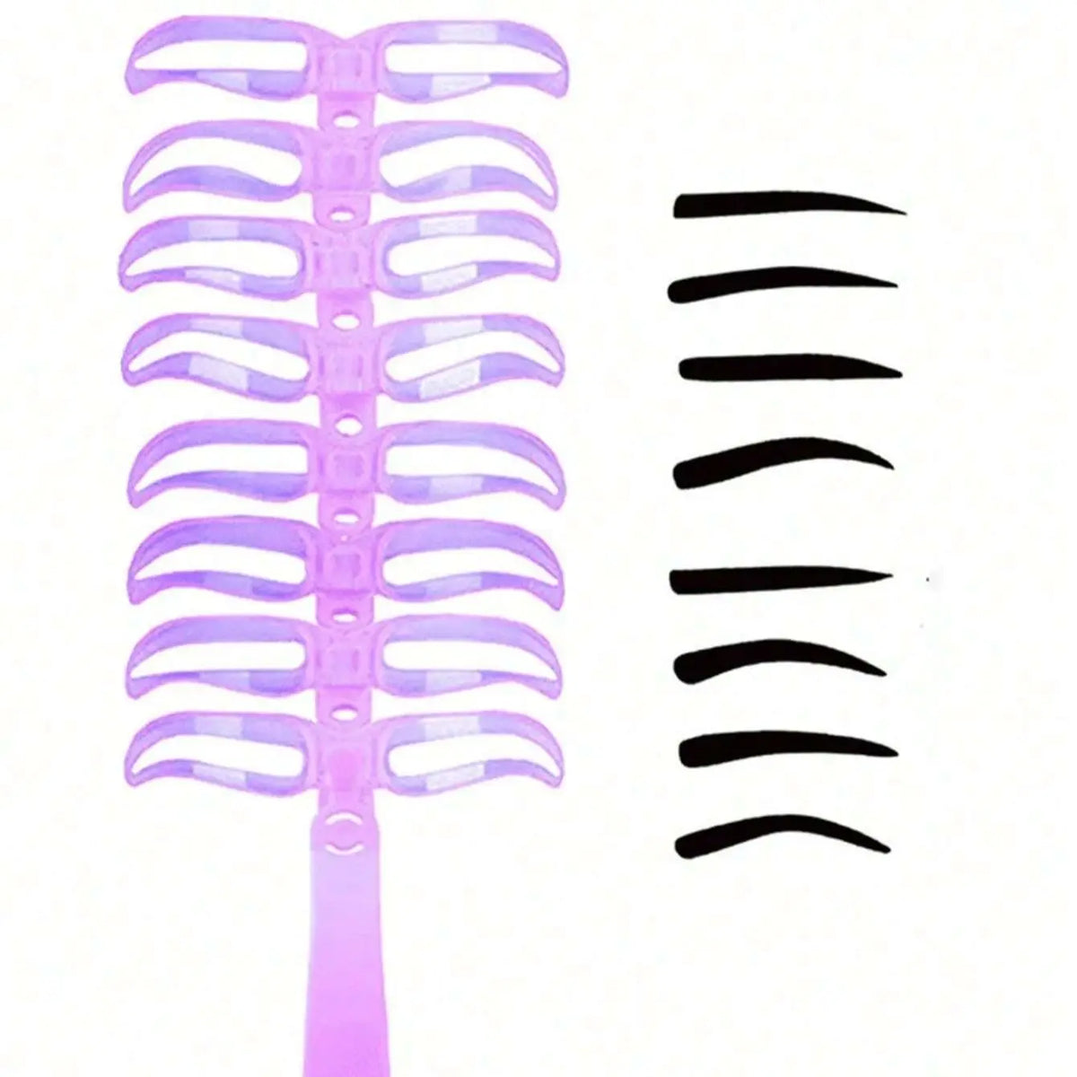 Blushimmer 8-in-1 reusable eyebrow template set with shaping tools and accessories for precise eyebrow makeup application.