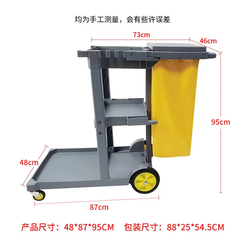 Multifunctional cleaning cart hotel cleaning cloth cart Plastic shopping mall push cleaning cart