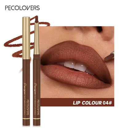 Blushimmer matte 6-color lip liner pencils with bevel tips for natural lip contour and nude brown lipstick makeup.