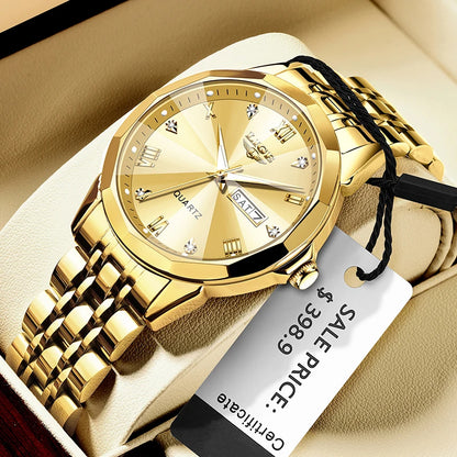 LIGE fashion quartz waterproof wristwatch for women with a sleek design, suitable for casual, sport, and military style.