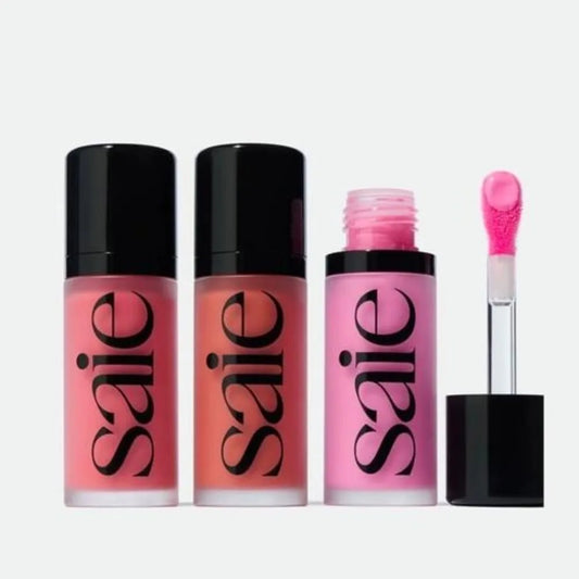Blushimmer Saie Liquid Blush Highlighter and Contouring Powder with illuminating shimmer and soft texture for natural facial makeup.