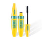 Black waterproof lengthening mascara by Blushimmer with thick, long-lasting black formula and visible brush applicator.