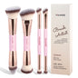 Blushimmer MAANGE 4-piece makeup brush set with box, includes dual-ended brushes for foundation, powder, blush, and eyeshadow.