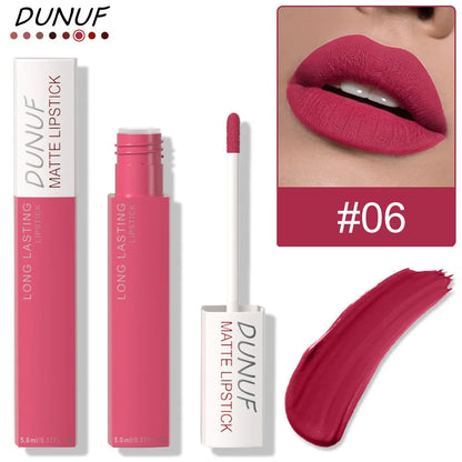Blushimmer dark purple liquid lipstick with matte velvet finish, non-stick, waterproof, long-lasting, resistant to fading.
