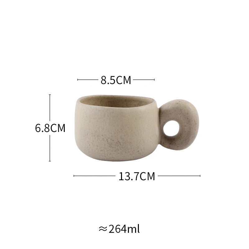 300/600ml Japanese Stoneware Retro Coffee Mug Breakfast Milk Oatmeal Cups Office Couple Water Mug Design Style Mug Birthday Gift