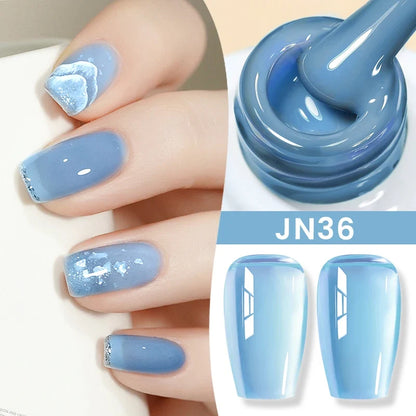 Blushimmer Born Pretty Jelly Nude Gel Nail Polish in light pink peach, 10ml, with translucent finish and UV cure gel for nail art.