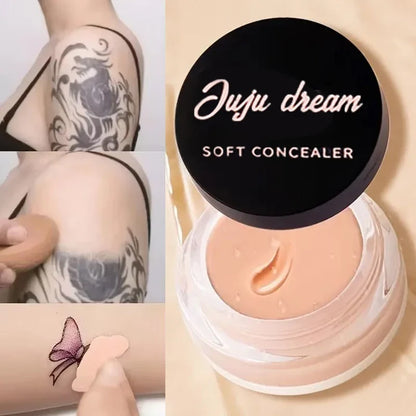 Blushimmer waterproof full coverage concealer cream for tattoos and scars, 3g, in a compact jar with a smooth, creamy texture.