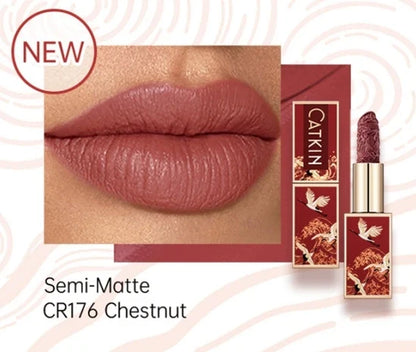 Blushimmer Catkin Velvet Matte Lipstick with hydrating satin finish, smooth and creamy texture, in a sleek lipstick tube.