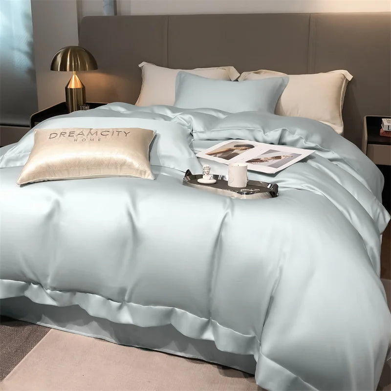 Silky 100% Bamboo Bedding Set Organic Pure Bamboo Duvet Cover Set with Quilt Cover Bed Sheet Pillowcase Luxury Cooling Bed Linen