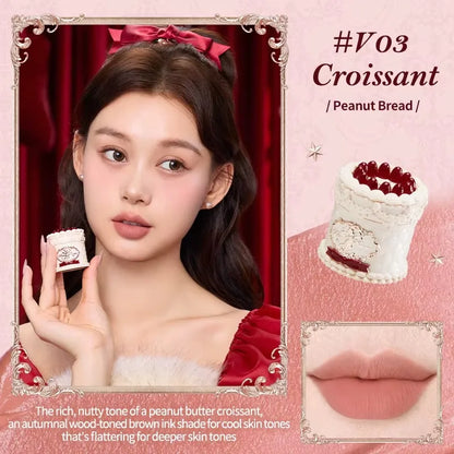 Blushimmer Flowerknows Strawberry Cupid lipstick cake with matte velvet finish and pink lip cream for women and girls.