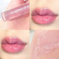 Blushimmer transparent glass lip gloss with water-inspired shine and lasting, waterproof liquid lipstick for shiny lips.