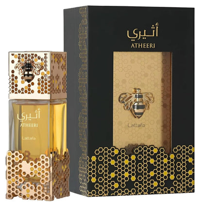 Lattafa Atheeri unisex Eau De Toilette spray by Blushimmer, 3.4 oz, featuring a long-lasting fragrance for men and women.