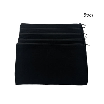 5pcs Blank Canvas Zipper Pouch Bulk, Makeup Bag Pencil Case For Cosmetic & DIY Crafts, Independence Day