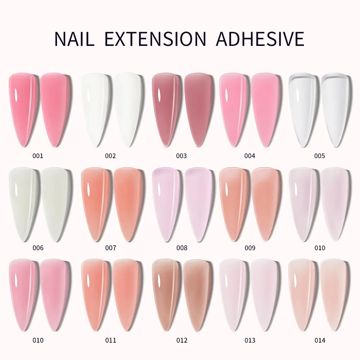 Blushimmer 3-piece 15ml poly nail gel set with base, top coat, extension gel, cleaning water, and nail mold kit for professional nail art.