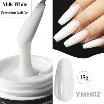 Blushimmer YOKEFELLOW 15g nude pink clear extension gel nail polish for UV and LED nails, soak-off acrylic gel varnish.