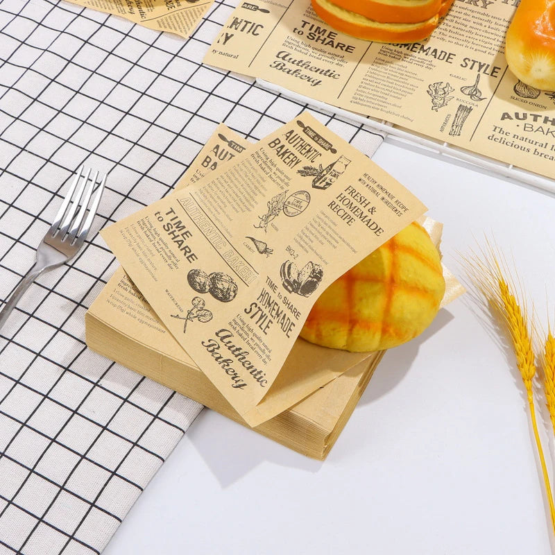 10/20/50Sheets Food Wrapping Paper Newspaper Design Sandwich Burger Fries Fried Food Wrapping Paper Plate Mat Oil Waxed Paper