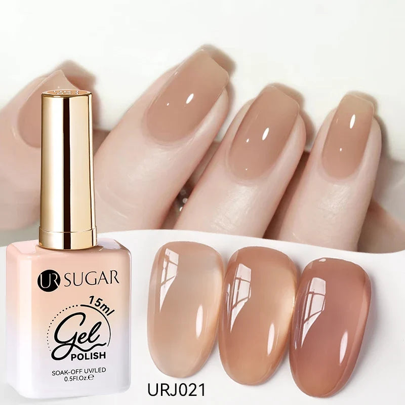 Blushimmer UR Sugar 15ml jelly milky white translucent gel polish for semi-permanent UV nail art and soak-off gel varnish.