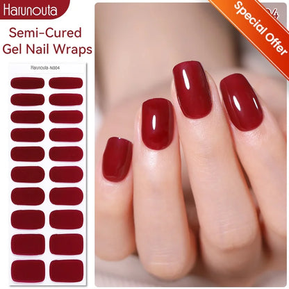 Blushimmer gradient French semi-cured gel nail stickers with full cover nail gel polish wraps and press-on decals for manicures.