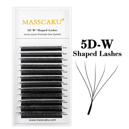 Masscaku 12Lines Premium Mink 3D to 6D false eyelash extensions in W shape, soft and natural individual lash supplies by Blushimmer.