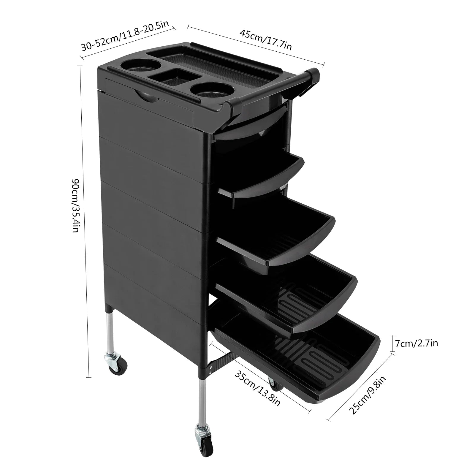 Beauty Salon Rolling Trolley Mobile Equipment Cart with 5 Drawers Tool Storage Salon Trolley Cart