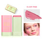 Blushimmer waterproof blush stick with brightening, high color payoff, creamy texture, and vibrant pink shade on skin.