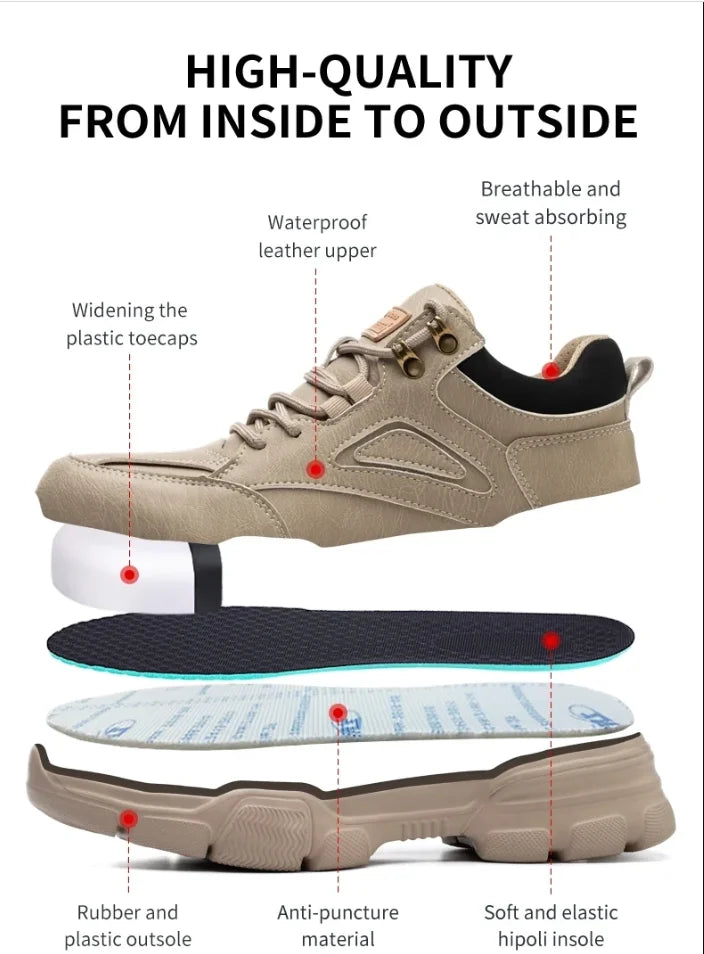 Steel Toe Safety Shoes Men, Anti-Puncture Anti-Smash Non Slip Industrial Work Boots Lightweight Breathable Protective Shoes