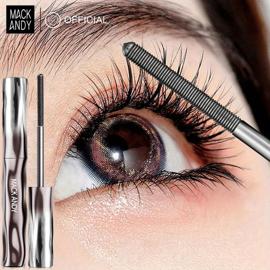 Blushimmer Mackandy Waterproof 3D Lengthening Mascara in black, 4.5g, showcasing the mascara wand and black lashes.