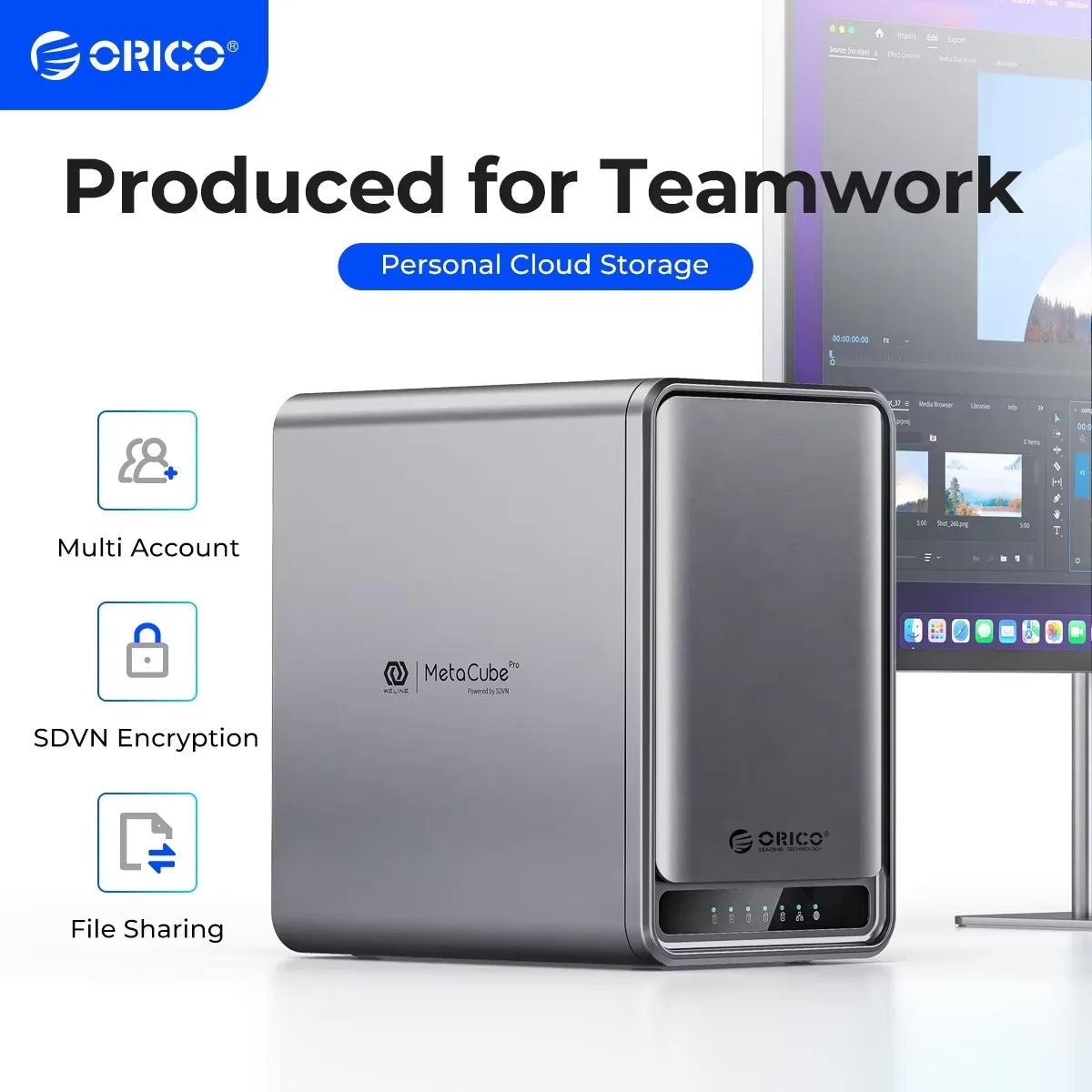 ORICO MetaCube Pro 5 Bay NAS Network Attached Storage Support Remote Share Data Intelligent Classification Automatic Backup