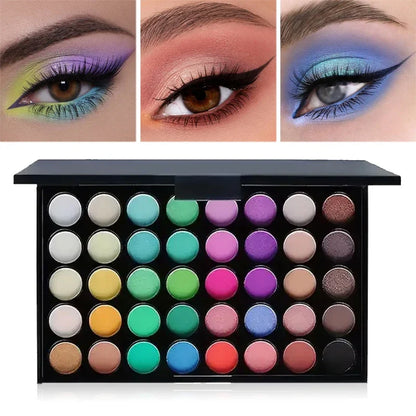 Blushimmer 40 Colors Glitter Eyeshadow Palette with matte, waterproof pressed powder for long-lasting eye makeup in a variety of shades.