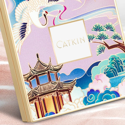 Blushimmer Catkin Eternal Love 10g Rosy Cranes baked blush powder with silky smooth texture and natural red hue, Chinese style makeup.