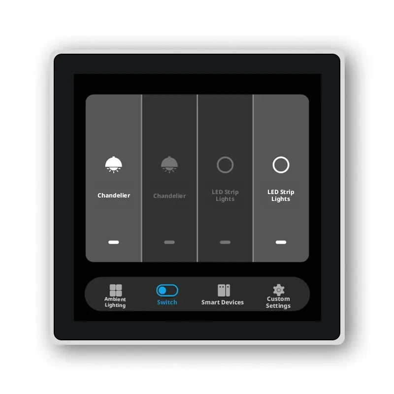 Tuya Smart Life 4-inch Full Touch Screen with 4-way Load and Scenario Control 2-in-1 Full Screen European Standard Smart Switch