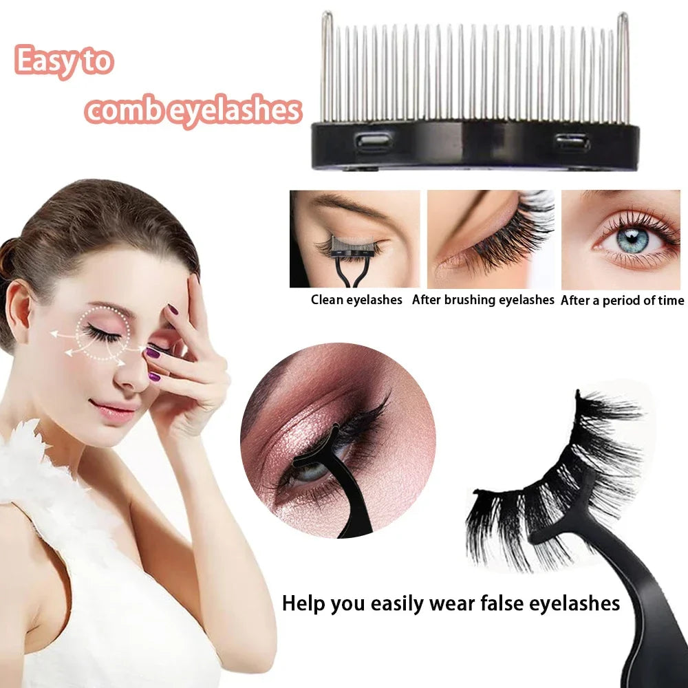 Blushimmer eyelash curler set with replacement pads, tweezers, clips, mascara wands, and makeup brushes for women’s eyelash curling.