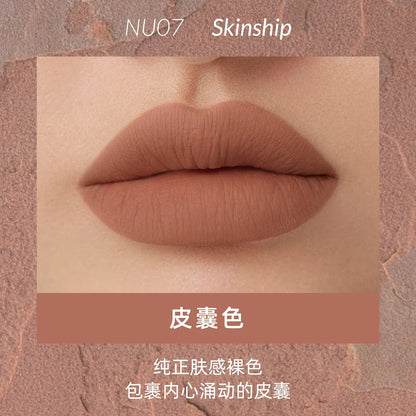 Blushimmer Kaleidos lipstick lip cream in matte velvet nude, waterproof, long-lasting lip stain with a smooth, creamy texture.